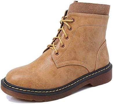 GJDE Martens Boots Fashion Women-Adult HHX222-16 Fall and Winter Side Zipper Fashion Warm Shoes, khaki plus velvet, 37