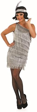 1920s Charleston Flapper Silver Female Fancy Dress Costume - S (UK 8-10)