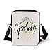 Produktbild Graduation Decor,High School University Academy Commendation Honors Degree Bachelor,Black White Orange Print Kids Crossbody Messenger Bag Purse