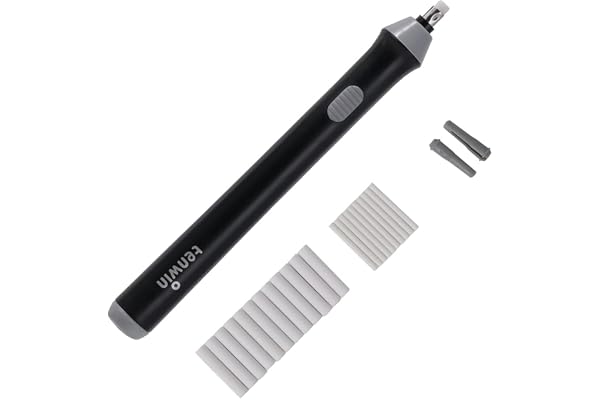 Gomme électrique, kit de gomme à piles avec 22pcs de gommes remplaçables supplémentaires pour les artistes, gomme à crayon automatique portable, noir
