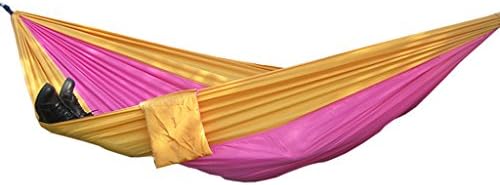 (2 person) Camping Hammock Set - Lightweight Parachute Portable Hammocks for Hiking, Travel, Backpacking, Beach, Yard. Escape, Relax, Dream. (pink-yellow)