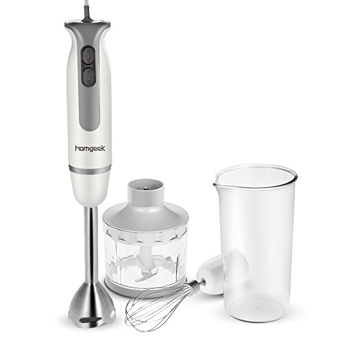Homgeek Stabmixer 300 Watt 2 Geschwindigkeiten Tauchstabmixer-Set Praktische Handrührer Durable Kleingeräte