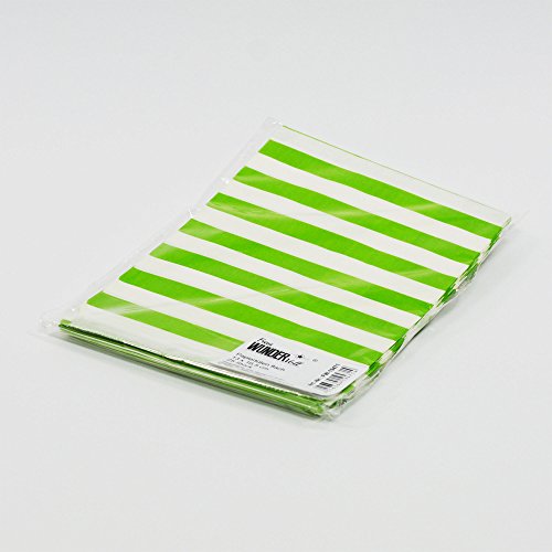 25 Frau Wundervoll Papiertüten / Geschenktüten / Candy Paper Bags – maigrüne Streifen – - 5