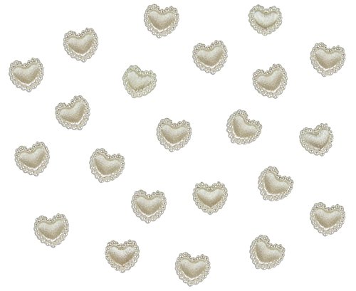 25 creme Perlenherzen Deko Streuteile Scrapbooking Tischdeko Streudeko Hochzeit