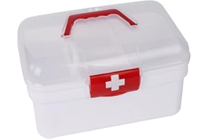 Katutude Medikamenten Aufbewahrung, Medizinbox, Hausapotheke Box, 2 Ebene Medizinkoffer, Organizer-Box für zu Hause, im Freien