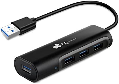 EC Technology 4-Port USB 3.0 Hubs Super Speed Data Transfer Rates up to 5Gbps for Windows, Mac OS, Linux With Built-in 10 Inch Cable-Black