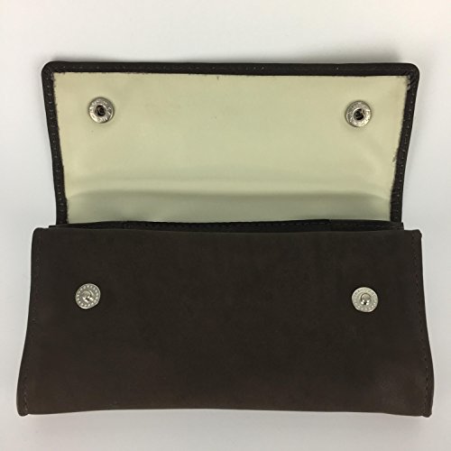 SmokinIdeas Tabakbeutel, aus Leder, mit Druckknopf-Verschluss und Fach für Papers, Dunkelbraun - 2