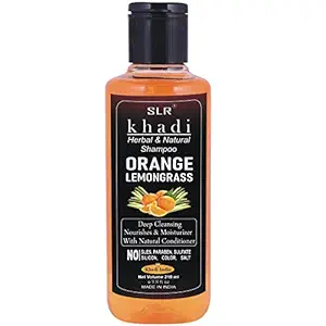 Khadi Orange Lemongrass Shampoo for Deep Cleansing Best Natural & Ayurvedic Shampoo/Cleanser Sls & Paraben Free - 210 ml