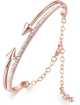 Sweetiee chic 18 k vergoldeten Messingarmband Mikro pflastern AAAZircon Bogen und Pfeile, rose gold, 185 mm