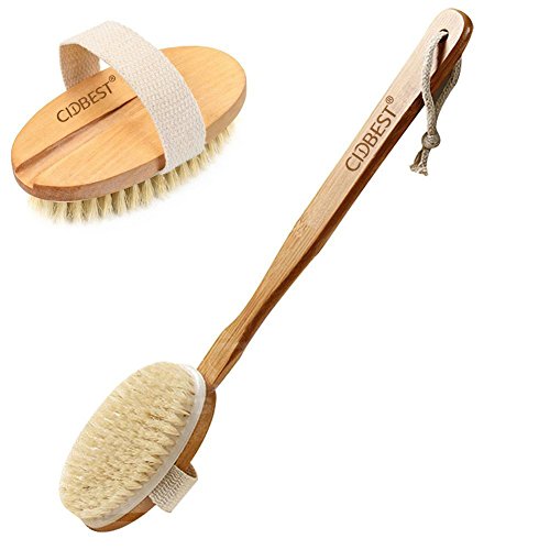 Badebürsten / Rückenbürste,Abnehmbar Holz Stiel Bad / Dusche Naturborste Kardätsche CIDBEST® Körper-Peeling Pinsel Perfekt für trockene Haut Bürsten, verbessert die Durchblutung , reduziert Cellulite ,Verbessert die Haut Gesundheit und Schönheit für Damen & Herren - 2