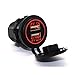 Produktbild RAXFLY DIY Wasserdicht Einbau Auto Motorrad Dual USB Anschlüsse Ladegerät Adapter mit LED Anzeige für 12V/24V KFZ PKW Motorrad Rot
