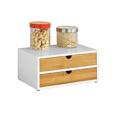 SoBuy® FRG180-WN Boîte de rangement à 2 tiroirs Porte-Capsules Nespresso Distributeur Boîte à Capsules de Café L30xP20xH14cm