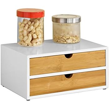 Relaxdays Schubladenbox Bambus, Schubladen Organizer, natürliche Optik