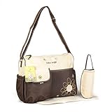 GMMH 3 tlg Wickeltasche Pflegetasche mit Wickelunterlage, Baby, Farbe beige braun, Windeltasche Babytasche Reise