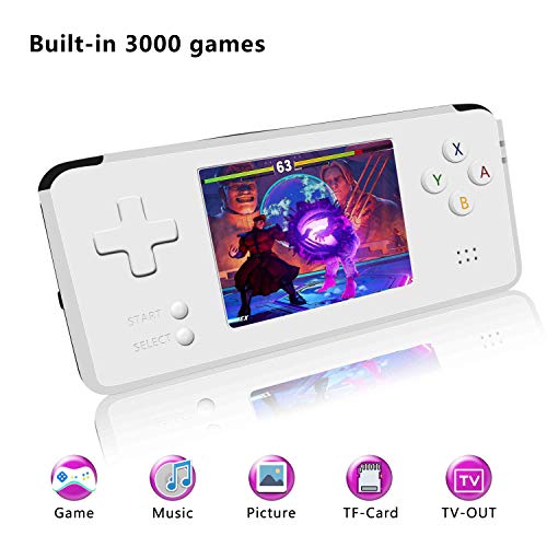 YLM Console de Jeu Portable, Console de Jeu rétro 3 Pouces HD écran 3000 Console De Jeux Classique , 2018 TV Portable Jeux Vidéo Grand Cadeau pour Les Enfants (Blanc)