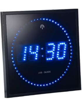 Lunartec Digitale Funkwanduhr: LED-Funk-Wanduhr mit Sekunden-Lauflicht durch blaue LEDs (Uhr LED)