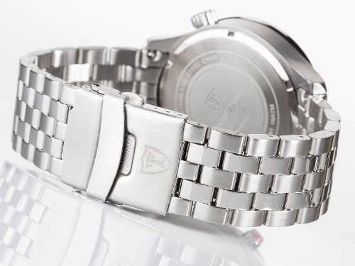 DETOMASO Men's Aurino Quartz Watch with Black Dial Analogue Display and Silver Stainless Steel Bracelet DT1061-E