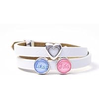 Weißes Lederarmband Personalisiert mit Herz