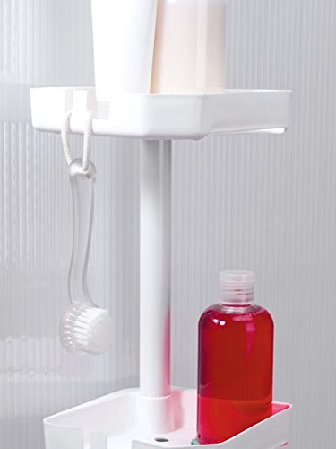 Teleskop Duschregal Badregal Eckregal Bad weiss mit 4 Ablagen N03 höhenverstellbar 135cm – 250cm lang - 2