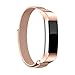 Produktbild Fitbit Charge 2 Armband – Edelstahl Metall Ersatz Smart Watch Band Armband für Fitbit Charge 2 – 1 Stück Uhrenarmband 1,7 cm breit, Edelstahl, Rose Gold, 7.4"