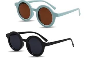 CKDSA 2 Pairs Kids Sunglasses Baby Polarized Sunglasses Toddler UV400 Protection Cute Round Glasses Retro Style for Boys and Girls Aged 0-3 Baby Summer Accessories