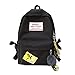 Produktbild Douerye Schultasche Weibliche Studenten Koreanische Leinwand Schultertasche Straßen Schießen Trend Junior High School Studenten Persönlichkeit Wild Campus Rucksack Gymnasiasten,Black
