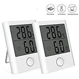 BACKTURE Thermomètre Hygromètre Intérieur, 2 Pack Mini Thermomètre Numérique Domestique, Hygromètre Intérieur Portable pour Moniteur Température Humidité (Blanc)