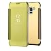 Produktbild Luxus Hülle für Galaxy S9 Spiegel, Girlyard PU Leder Flip Hülle mit Electroplate Plating Hart PC Bumper Ultra Slim Transparent Clear View Design Schutzhülle Funktion Magnetverschluss für Samsung Galaxy S9 - Gold