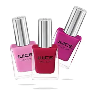 JUICE Nail Polish, Glossy Finish, Baby Pink - 60, Apple Red - 52, Cobalt Blue - 05, 33Ml, Each 11Ml