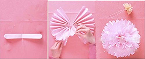 Fanaticism 20er PomPoms Tissue PomPon Papierblume handgefertigt Hochzeit Partei Feier Dekoration ø 25cm Blau und dunkelblau - 4