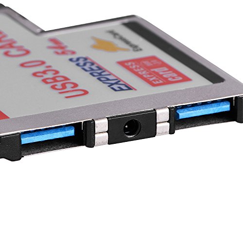 qobobo® USB 3.0 Super Speed PCMCIA Express Card Karte (54mm / 2 Port / Kompatibel mit Windows 7, 8, 10) für Notebook Laptop, USB 3.0 Hub intern - 3