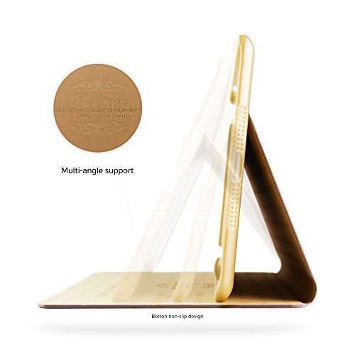 iPad Mini 4 Hülle, DEENOR Colour Series Premium PU Leder Ultra Slim Light Weight Auto aufwachen / Schlaf Funktion Schutzhülle Hülle für Apple iPad Mini 4, Free: Screen Protector + Stylus Pen + Cleaning Cloth. (Golden circles) - 6