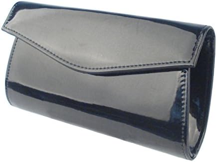 FBA_metalic black color plain evening clutch