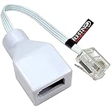 rhinocables RJ11 to BT Adapter Plug, Single UK Telephone Jack to RJ11 Socket with Tail Lead Converter or Extender for Phones,