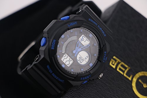 Kinderuhren-JungenKinder-Digital-Uhren-Sport-Wasserfest-Digital-Und-Analog-Armbanduhr-Blau