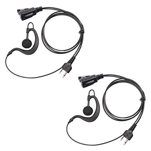COODIO 2 x Auriculares 2 Pin Forma G Micro-Auricular Micrófono Policía Microfono Seguridad y Bodyguard para Midland Transceptor