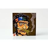 Jimi Hendrix Graffiti Foto auf Holz, im Quadrat, 9 x 9 cm