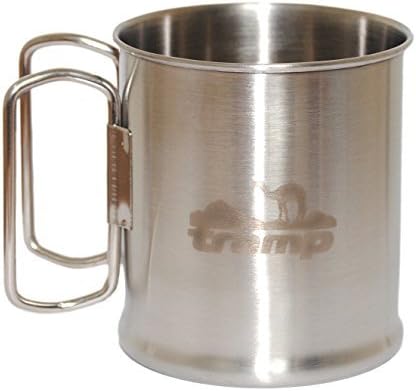 Stainless steel camping mug with folding handle 300 ml