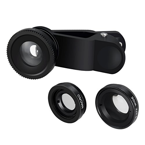Obiettivo di macchina fotografica cellulare, Lenti Smartphone Breett universale staccabile 180 Â° Fish-eye grandangolare+obiettivo+Micro Lens 3-in-1 Easy-Use Camera Kit Lens per iPhone, iPad, Samsung Galaxy S3 S4 S5 S6 Note 3 2 1, Sony, HTC, Sony Xperia, Huawei lavoro con piÃ¹ smartphone e tablet con la macchina fotografica piatto