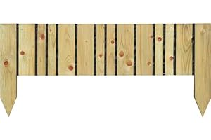 Bordure extérieure en Bois Jardipolys | 100 x 26 cm | Clôture en Bois Basse Contour de Jardin, Planches en Bois Verticales à Planter dans Le Sol | palissade pour verger, Parterre de Fleurs, pelouse