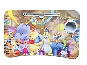 Panth Creation- Wooden Animal Party Cartoon Printed Kids Study Table for Children Bed Table for Breakfast, Kids Activity Table-Adjustable Portable Laptop Table/Study Table (Animal Party)(Set of 1)