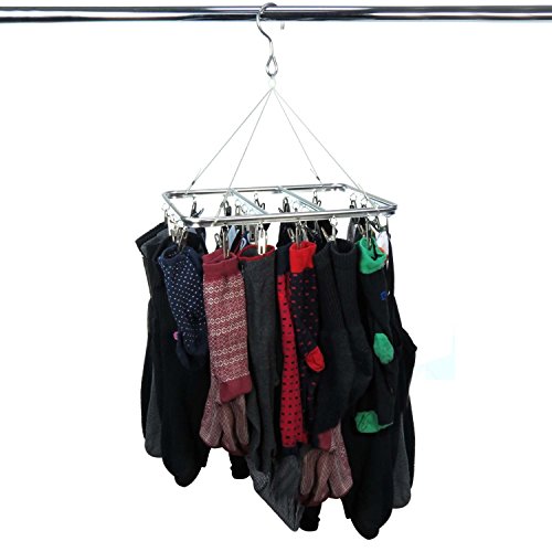 Stylische Aluminium Wäschespinne für Socken und Unterwäsche mit 26 Klammern – Hangerworld - 2