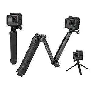 YANTRALAY SCHOOL OF GADGETS 3-Way Monopod Grip Arm Tripod Foldable Selfie Stick, Stabilizer Mount Holder for GoPro Hero 7/6/5, SJCAM SJ6, SJ7, SJ5000, Yi and All Action Cameras (Black)