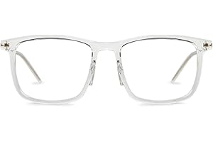 LENSKART BLU | Zero Power Blue Cut & Antiglare Computer Eyeglasses | Gaming Glasses | Square For Men & Women | Large | VC E13
