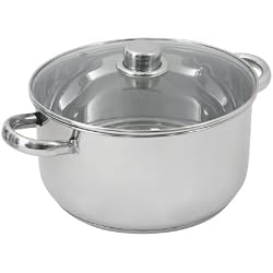 Crealys 502388 Marmite en Inox 10 L Couvercle Verre Diamètre: 28 cm