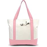 ECOCARRY 19x15 Inch Large Canvas Tote Bag | 100% Organic Reusable 330 GSM Cotton Handbag With Zipper Closure and Front Pocket