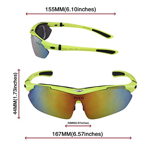 Duco Radsportbrille Outdoor Sonnenbrille für Sportler polarisierte 5 austauschbare Gläser UV400 SP0868 - 2