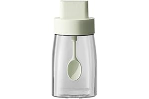 LOYUYU Cucina Vetro di Calcio di Sodio Vasi di Spezie Scatola Stagionata Set di 1, Disegno Retrattile di Combinazione del Cucchiaio e del Coperchio, Cappuccio Ermetico 230ml Verde