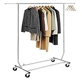 HLC Perchero para colgar ropa con ruedas y barras,altura ajustable entre 147 y 170cm,cromado