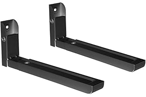 TM Electron Soporte para Microondas de Pared, Rieles Extensibles de 32cm a 49cm y Plegables, hasta 35kg, Fabricado en Acero, Color Negro